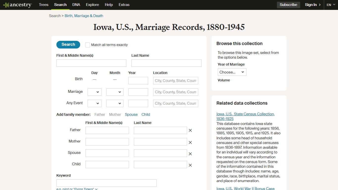 Iowa, U.S., Marriage Records, 1880-1945 - Ancestry.com